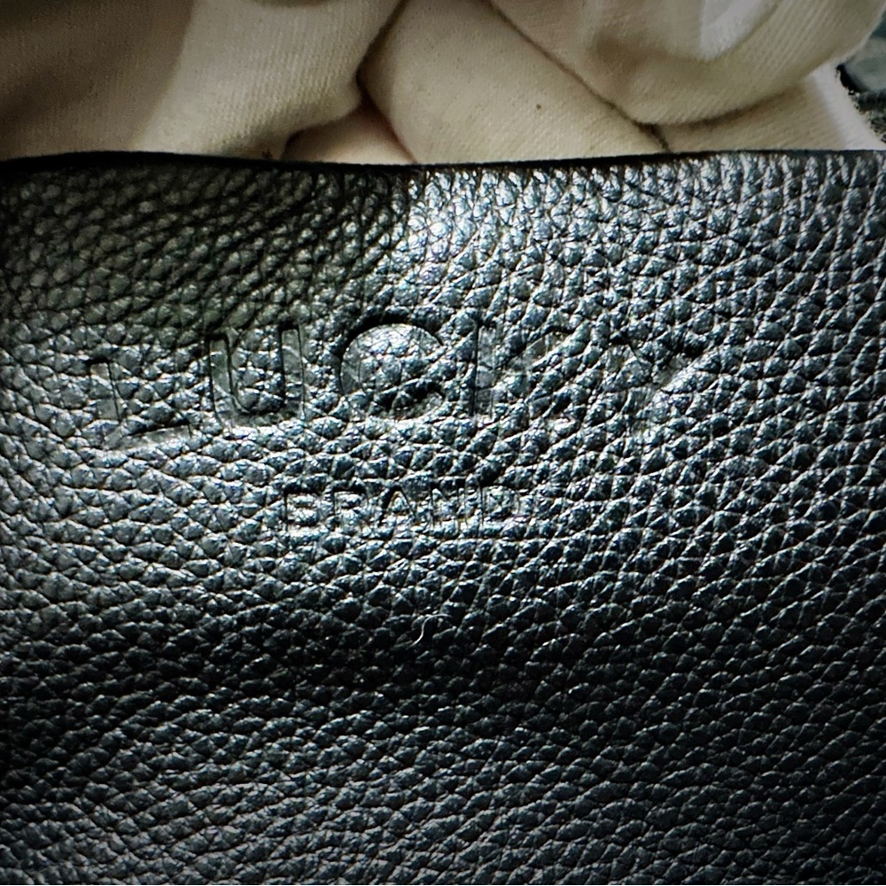 Vintage Y2K Lucky Brand Black soft Leather Tote Bag with keychain wallet laptop - Picture 12 of 17